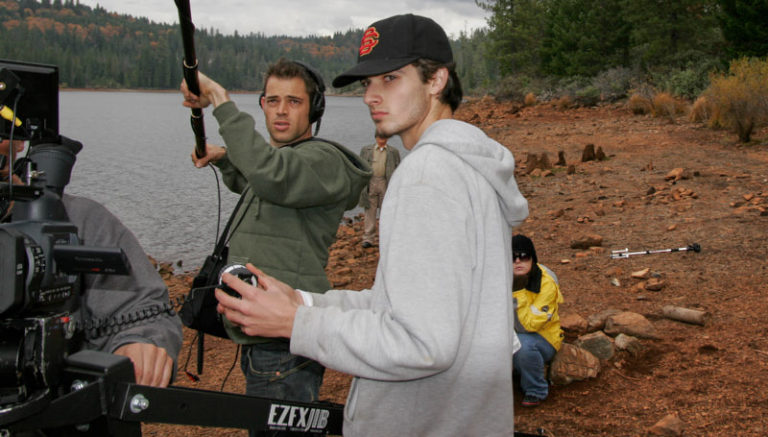 Rafael Serrano (1st AC) and Marc Halford (Production Audio) busy at work.