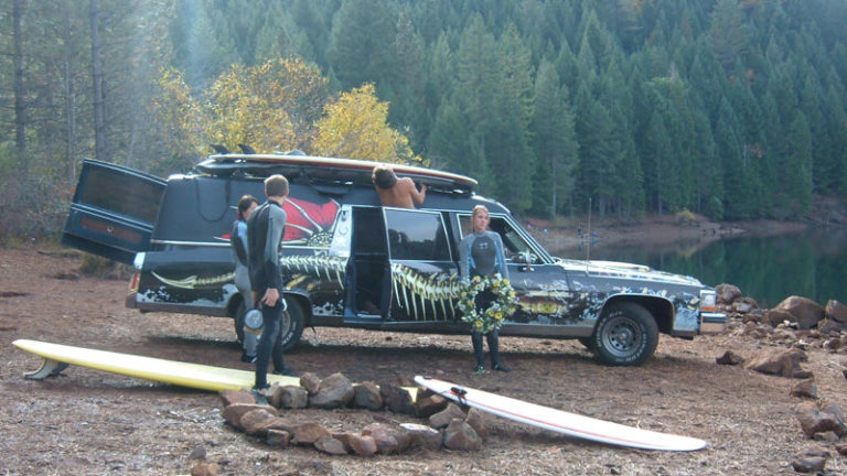 Unloading surfboards and getting ready to shoot.